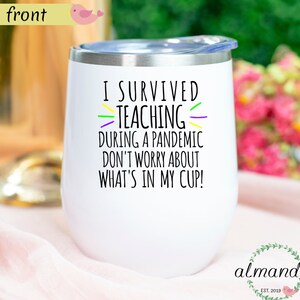 Funny Teacher Wine Tumbler, Funny Teacher Gift, Teacher Wine Cooler, I Survived 2025 Teacher Tumbler, Back To School Gifts For Teachers
