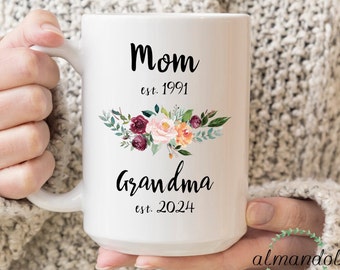 Mom Mug Pregnancy Announcement, Promoted To Nana, Baby Announcement Grandmother Gift. Mother'S Day Gift For Grandma. Nana Mimi Grams