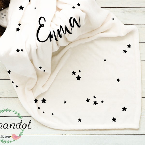 Custom Name Minky Blanket, Star Throw Blanket, Night Sky Name Blanket, Super Soft Blanket, Starry Night Baby Blanket