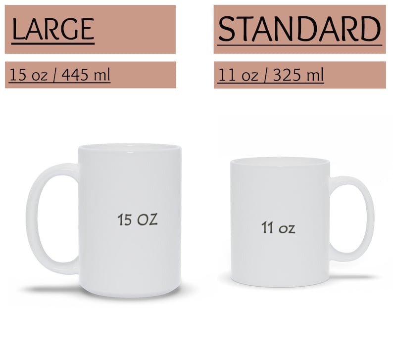 Puede incluir: Dos tazas de cer&aacute;mica blanca, una grande y una de tama&ntilde;o est&aacute;ndar. La taza grande es de 15 onzas y la taza est&aacute;ndar es de 11 onzas.