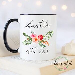 Auntie Est. 2025 Auntie To Be Coffee Mug. Baby Announcement Sister/Aunt Gift.
