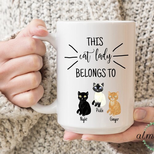 Cat Mom Mug, Cat Lady Gift, Custom Cat Gift, Cute Birthday Gift, Cat Coffee Mug, Cat Lady Mug, Cat Owner Gift, Cat Name Mug, Cat Lady Gifts