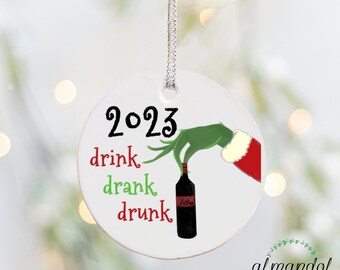 2026 Funny Porcelain Ornament - Secret Santa Shit Show Christmas Gift Idea - Drink Drank Drunk Keepsake