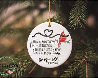 Custom Memorial Gift, In Loving Memory Christmas Ornament, Cardinal Christmas Ornament, Porcelain Ornament, Never Forgotten Loved One