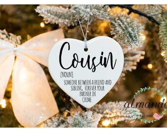 Cousin Definition Christmas Ornament, Cousin Christmas Ornament, Funny Christmas Ornament, Funny Cousin Gift, Custom Cousin Gift