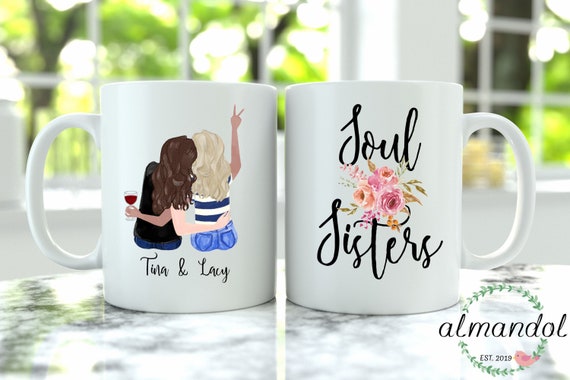 Soul Sisters Coffee Mug Pick Your Hair Color Etc. Personalized Coffee Mug Custom Best Friend Mug Best Friend Gift Friendship Mug 3 Etsy UK