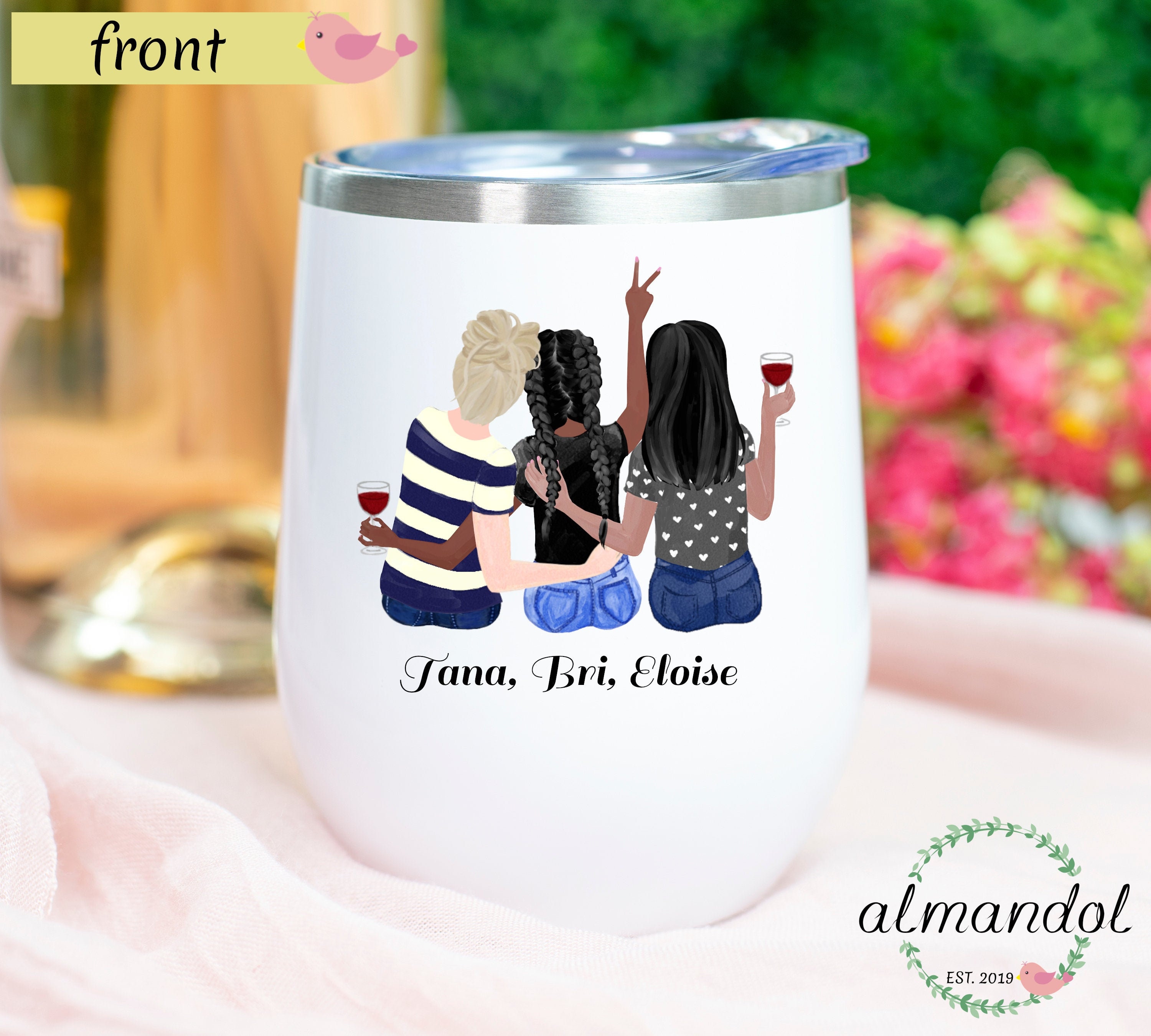 3 Best Friend Wine Tumbler - Etsy