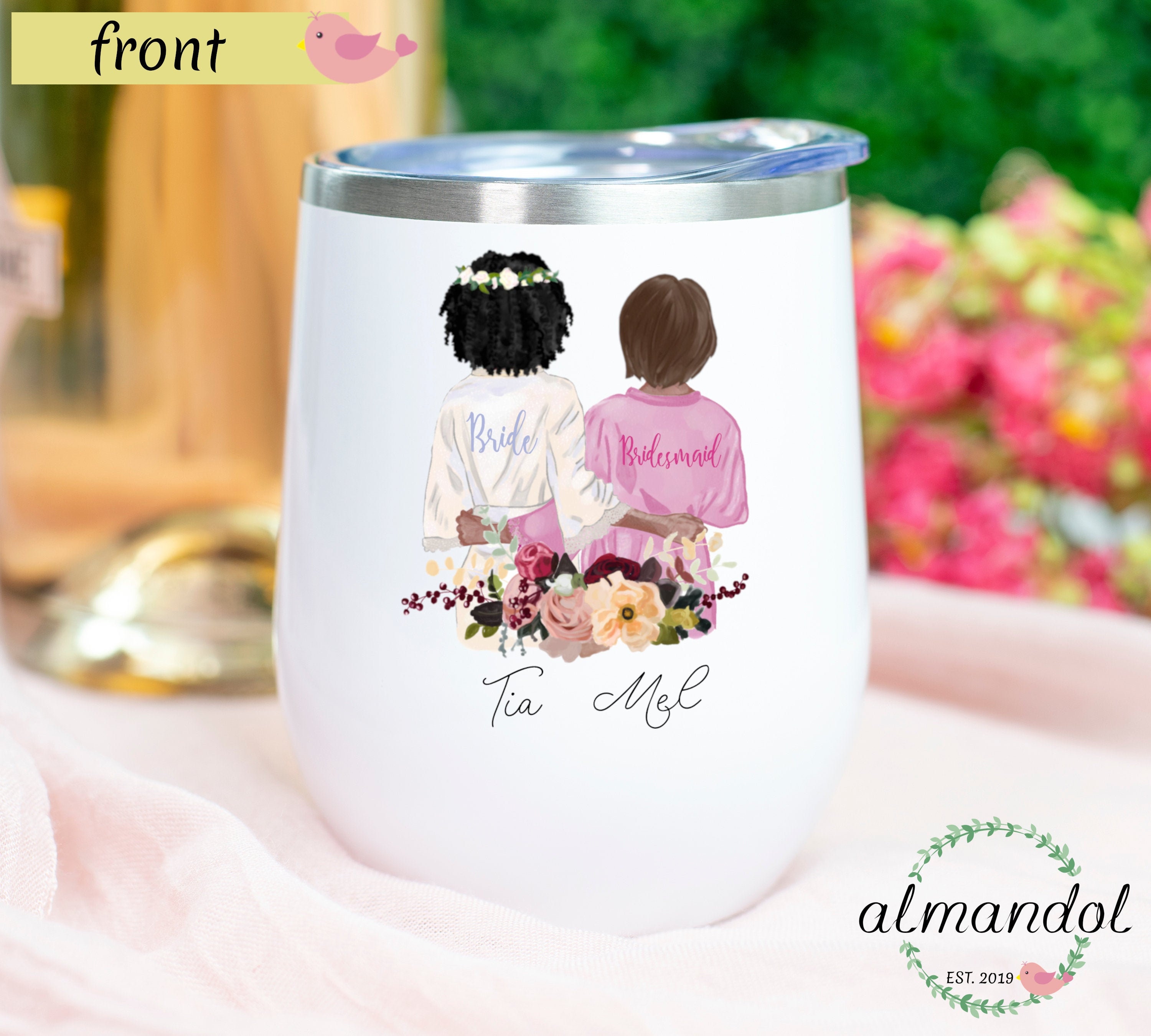 AiHeart - Regalos Con Monograma Para Mujer, Vaso Inicial Con Tapa, Regalos Personalizados, Regalo De Cumpleaños Para Mujeres, Taza De Viaje, Vaso De Café, Bonito Vaso Con Pajitas, Para Navidad, M