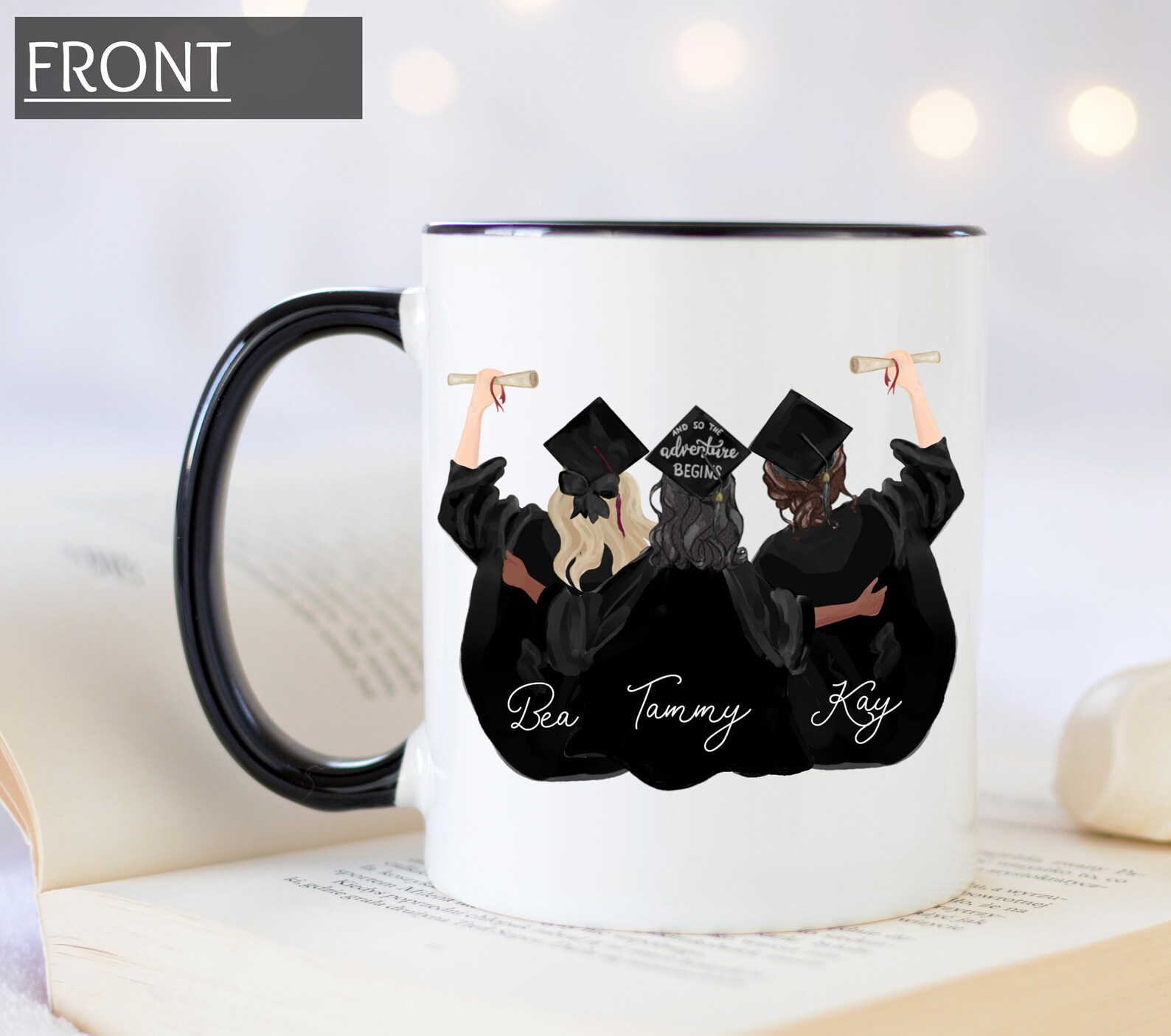 Custom Graduation 3 Best Friends Mug, Personalized Graduation Gift ...