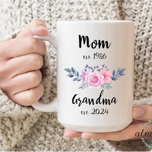 New Grandma Mug Pregnancy Announcement, Promoted To Nana, Baby Announcement Grandmother Gift. Mother&#39;S Day Gift For Grandma. Nana Mimi Grams