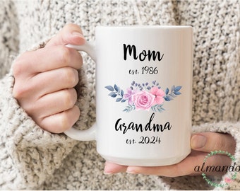 New Grandma Mug Pregnancy Announcement, Promoted To Nana, Baby Announcement Grandmother Gift. Mother'S Day Gift For Grandma. Nana Mimi Grams