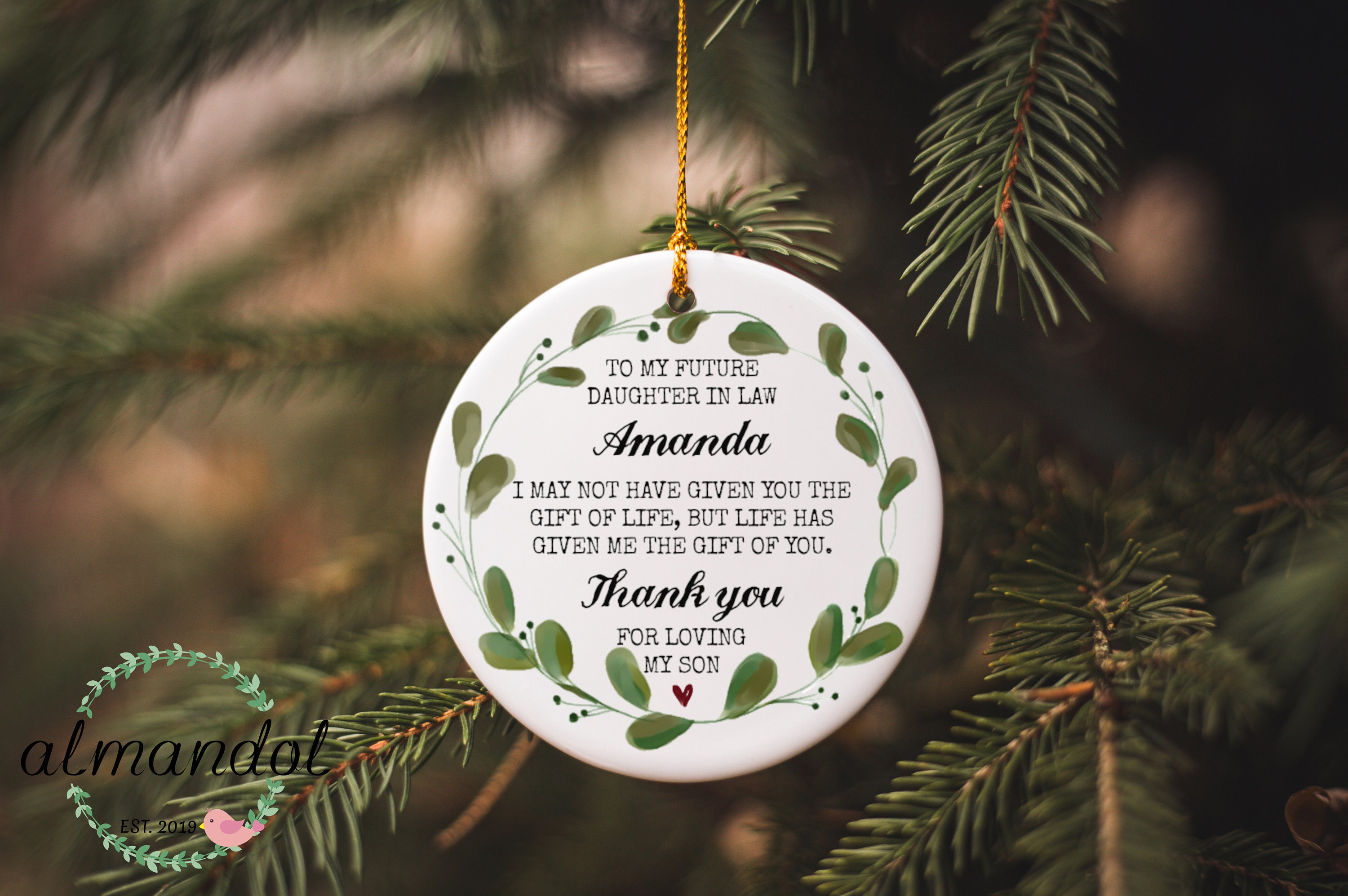  DIGIBUDDHA Mother In Law Gifts Ornament Gift Christmas Mother's  Day Wedding Present Thank You For Raising The Man of My Dreams from Bride  Daughter In-Law 3 Flat Circle Ceramic with Ribbon