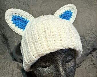 Aesthetic White/Blue Cat Ear Hat