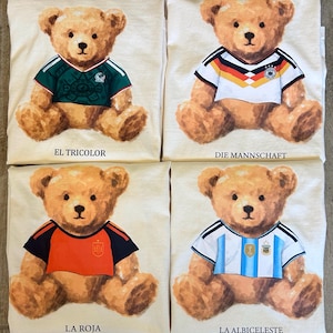 World Cup 2026 Teddy Bear T-Shirt Unisex World Cup Copa Mundial Mexico Spain Germany Argentina