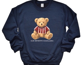 Sudadera unisex con cuello redondo y diseño de osito de peluche de Chivas Club GDL