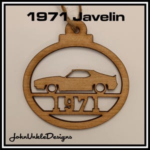 AMC Javelin Wood Ornament: 1971-1974 Laser Cut