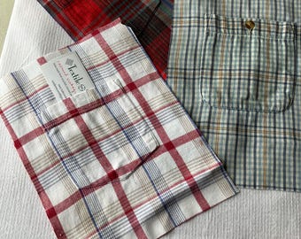 3 flannel shirt pockets, up-cycled clothing, crafting supply, sewing supply, ready to ship