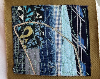 handmade scrappy fabric patch, upcycled clothing embellishment, ready to ship