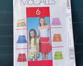 McCall's pattern 4867, girl's skirt pattern, girl's skirt size 7-8-10, shipping included, ready to ship