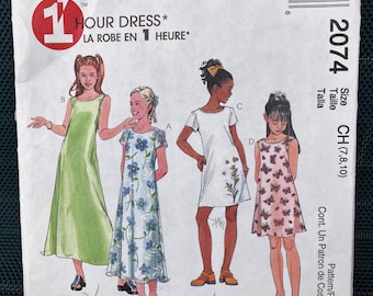 McCall's pattern 2074, girl's dress pattern, one hour dress, shipping included, ready to ship