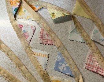 baby banner, yellow pennant, pastel bunting, handmade party decoration, ready to ship