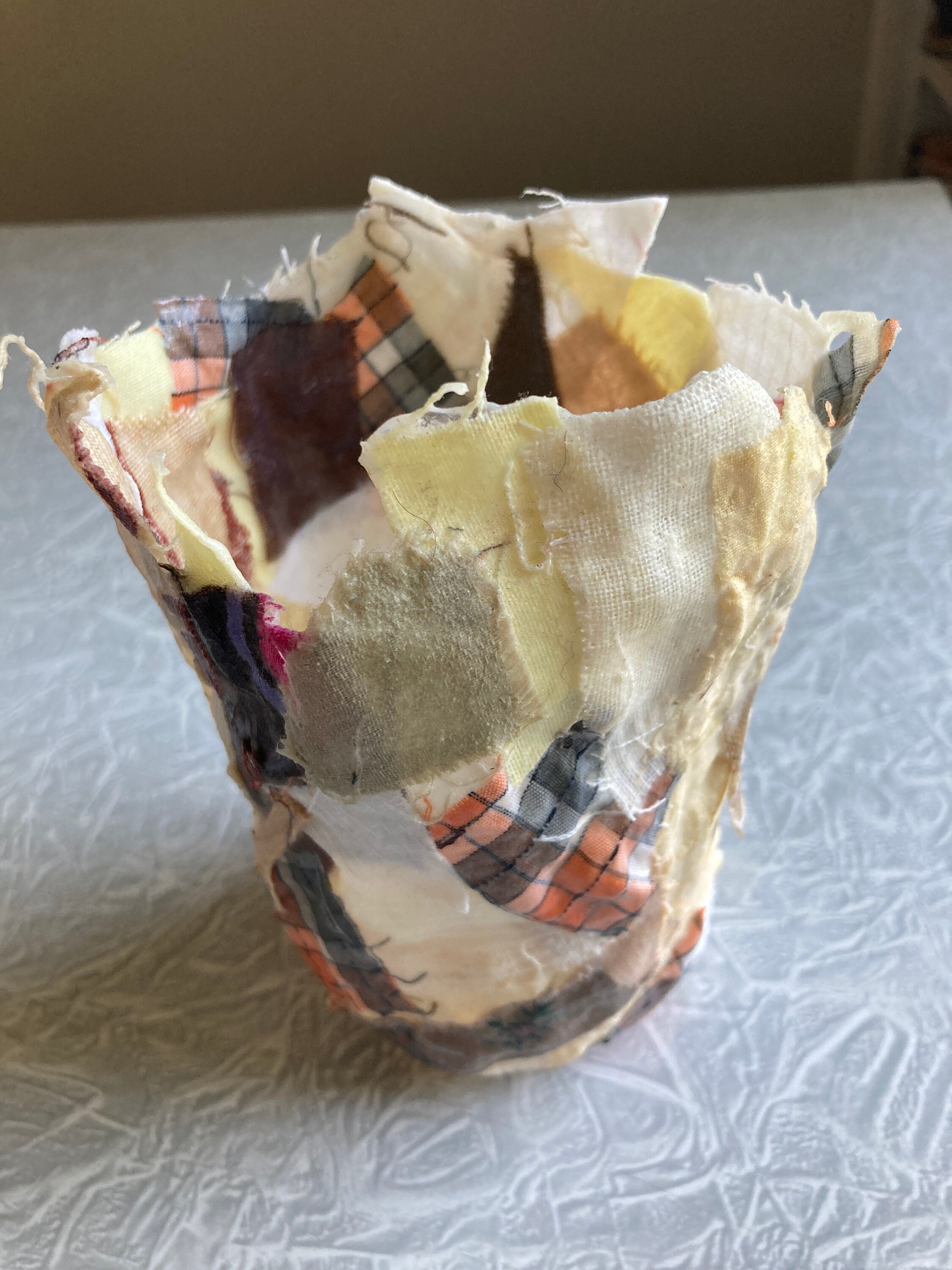 Handmade Fabric Vase, Textile Vase, Fabric Mache, Canning Jar Cover ...