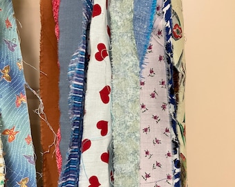 hand torn fabric strips, ripped fabric strips, shipping included, ready to ship