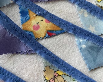 baby banner, blue pennant, blue bunting, handmade party decoration, ready to ship