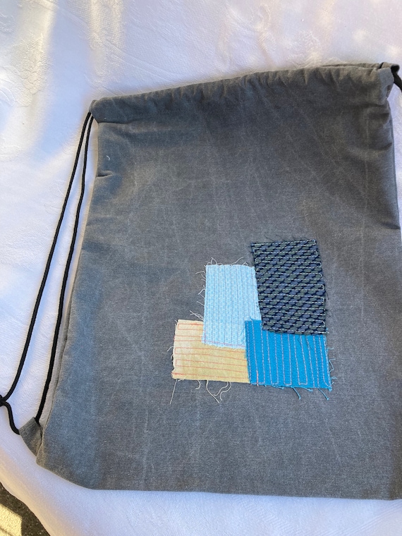 grey drawstring backpack, fabric backpack, free s… - image 5