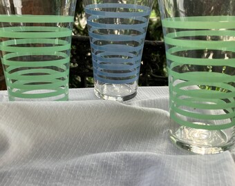 3 Libby striped glasses, vintage glassware, Libby tumblers, shipping included, resdy to ship