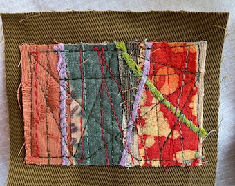 set of 3 handmade fabric patches, upcycled clothing embellishment, ready to ship