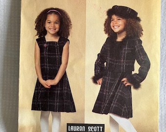 girl's dress pattern, Butterick B 4592, dress jacket and hat pattern, ready to ship