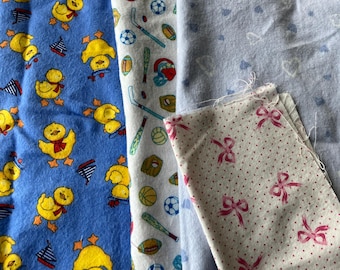 flannel remnants, novelty fabric lot, readt to ship, shipping included