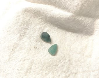 2- 1 carat pear shaped emeralds, vintage promotional item, jewelry gemstone, ready to ship