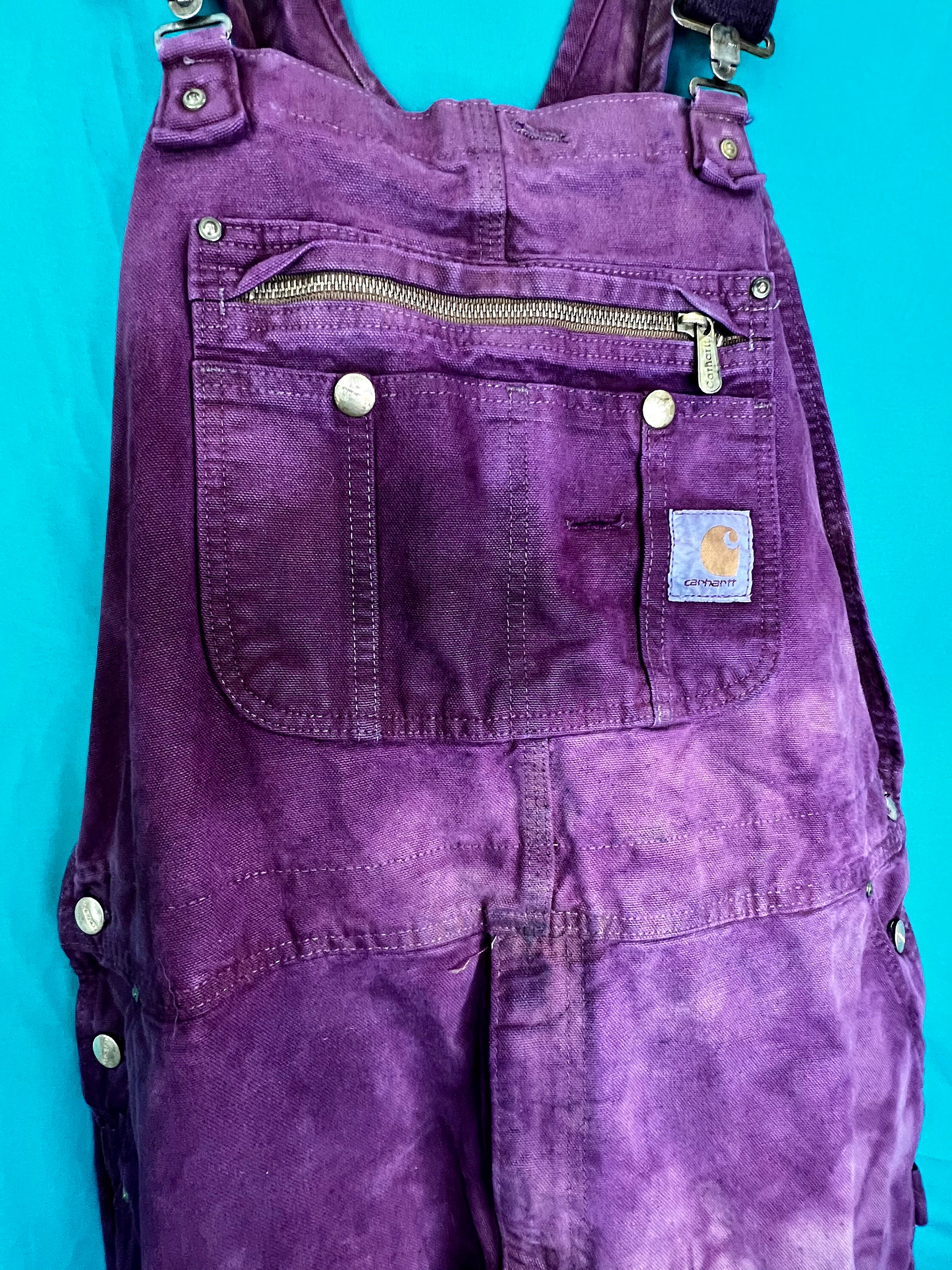 Vintage Hand Dyed Purple Carhartt Overalls 42x32 44x32 43x33 44x34