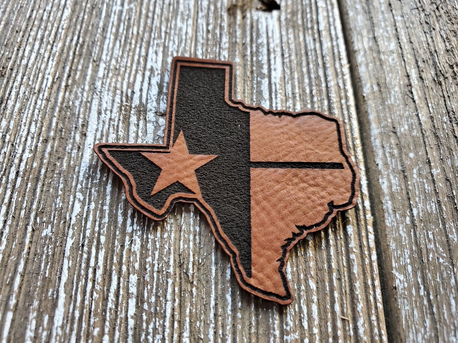 Texas State Silhouette With Texas Flag Syn Leather Patch Knit | Etsy