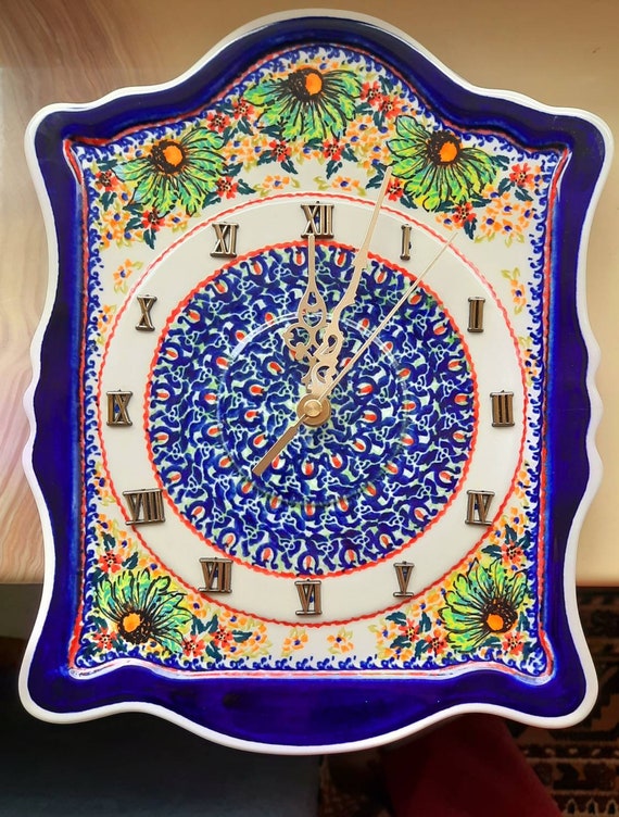 Polish pottery Bolesławiec clock Etsy
