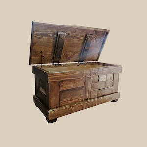 Reclaimed Wood Hand Crafted Chest Bench Toy Box Customizable size and color
