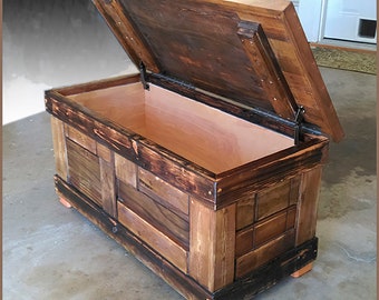 Reclaimed Wood Hand Crafted Chest Storage Bench Toy Box