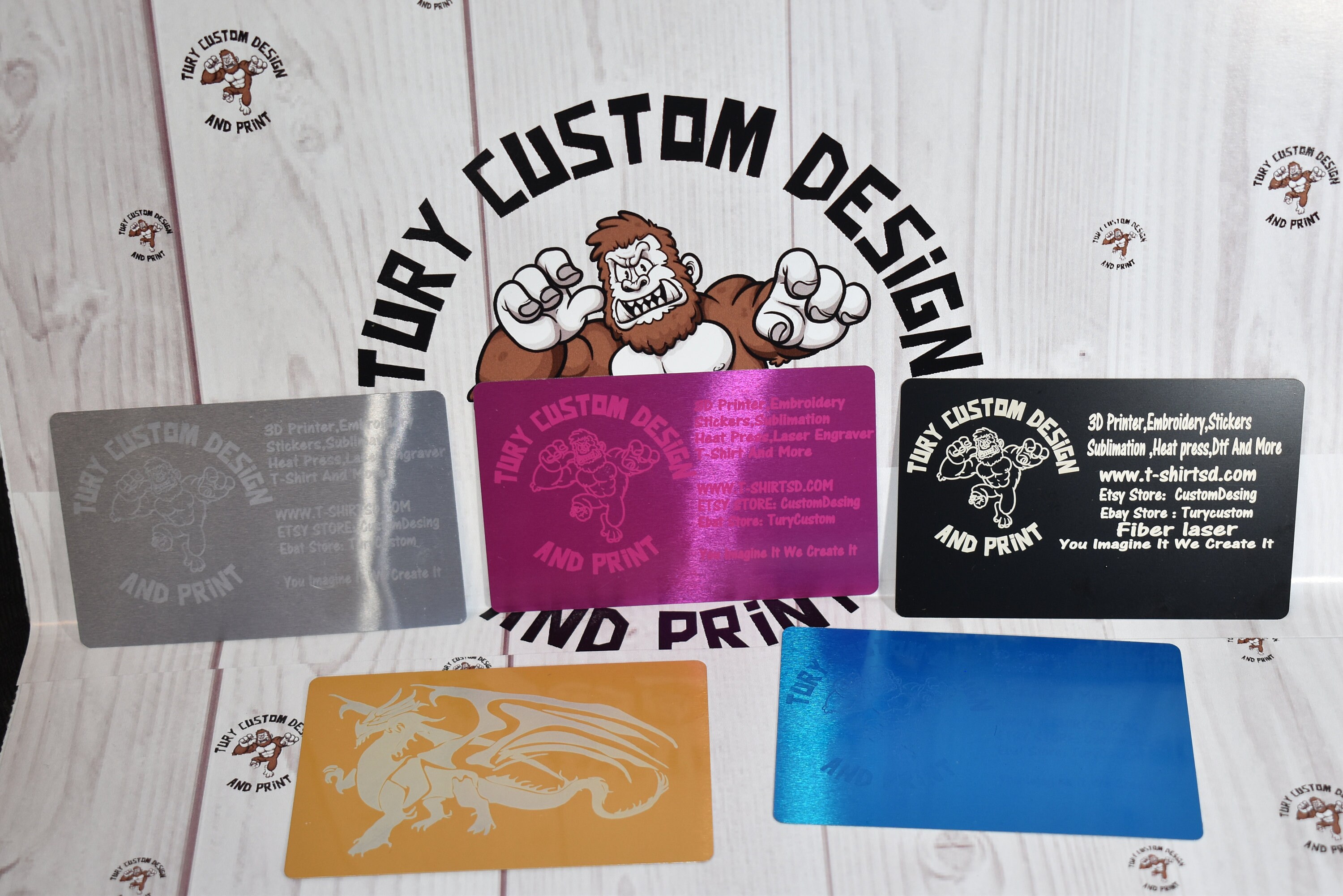 Custom Engraved Aluminum Business Cards Etsy