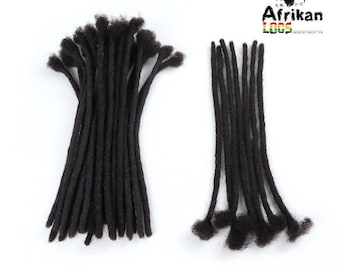 10 handgemaakte dreadlock-extensies van echt haar | Natural Loc-verlengstukken 0,4–0,8 cm | Locs van 100% echt haar