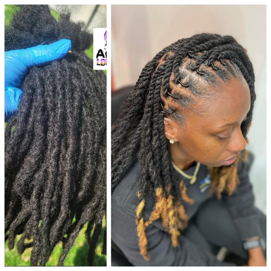 Textured Interloc Human Hair Dreadloc Extensions 50 Locs per Bundle in ...