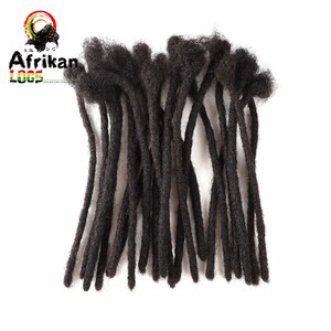 May include: A bundle of dark brown dreadlocks, arranged against a white background. The dreadlocks are thick and textured, with a natural, unkempt appearance. The image includes the text "Afrikan Loox" with a logo.
