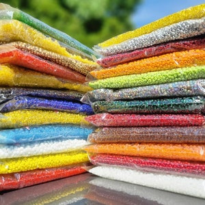 Seed Beads Glass Beads Size 6.0 Sold by 1 LB/ Pound Size 6/0 are 3mm, 4mm Beads Variety of Colors- Multi Colors