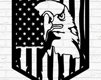 Eagle USA Flag SVG: Patriotic Laser Cut File