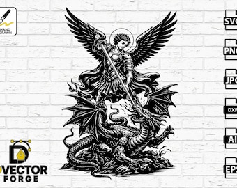 Archangel Michael Vector Art – Engraving & Sublimation Design