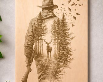 Grabado de doble exposición en el bosque de Hunter (imágenes PNG y JPG) Descarga digital