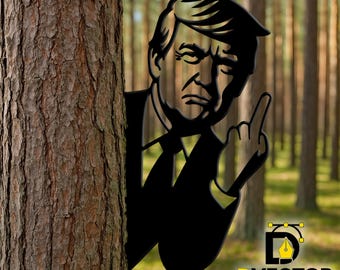 Archivo SVG de corte láser CNC con el dedo medio de Trump asomado (descarga digital)