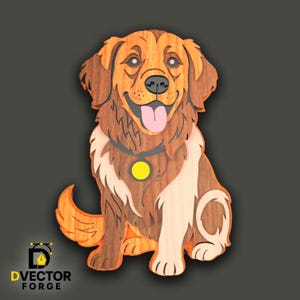Golden Retriever SVG Cut File 3D Layered Dog Wall Art Laser Cut Multilayer Paper & Plywood Design