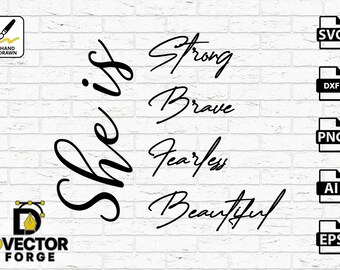 She Is Strong Vector CNC-project: inspirerend ontwerp voor lasergravure en sublimatie
